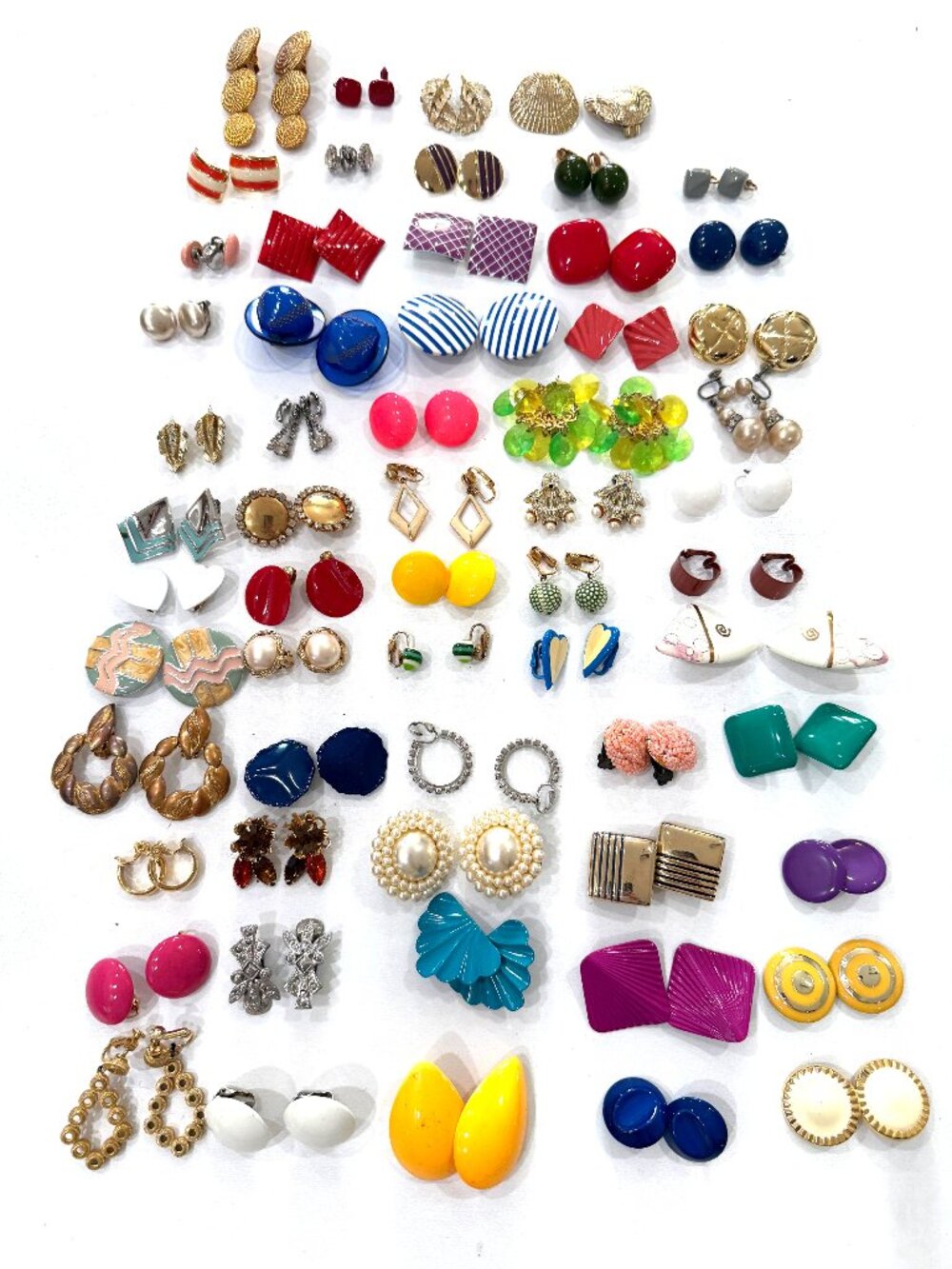 59 Pair Vintage Clip On Earrings Bundle Fashion Jewelry